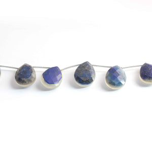 1  Long Strand Mother Of Pearl & Lapis Faceted Briolettes - Pear Shape Briolettes -16mmx12mm- 6.5 Inches BR1114 - Tucson Beads