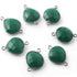 7 Pcs Green Onyx Gemstone Faceted Oxidized Sterling Silver Heart Shape Double Bail Connector -21mmx15mm SS515
