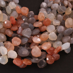 1  Strand Multi Moonstone Faceted Briolettes -Heart Shape  Briolettes-  7mm-12mm-8 Inches BR03034 - Tucson Beads