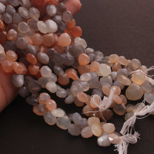 1  Strand Multi Moonstone Faceted Briolettes -Heart Shape  Briolettes-  7mm-12mm-8 Inches BR03034 - Tucson Beads