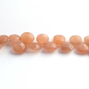 1  Strand  Peach Moon Stone Faceted Briolettes  -Heart Shape  Briolettes -9 mm-10mm- 9 Inches BR02429 - Tucson Beads