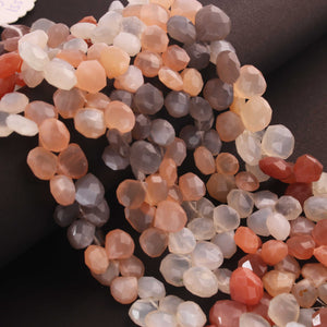 1  Strand Multi Moonstone Faceted Briolettes -Heart Shape  Briolettes- 7mm-12mm-8 Inches BR03036 - Tucson Beads