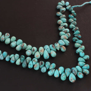 1 Strand Natural Sleeping Beauty Turquoise Faceted Big Size Tear Drop Briolettes -Arizona Turquoise Tear -6mmx4mm-9mmx8mm 9 Inches BR3829 - Tucson Beads