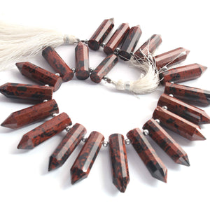 1  Long Strand Shaded Brown Jasper Faceted Briolettes - Fancy Shape Briolettes -34mmx9mm-28mmx9mm - 9 Inches BR02355 - Tucson Beads
