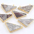 6 PCS Shaded Gray Stone Druzzy Trillion Shape  double Bail Pendant -Electroplated Gold Druzy Pendant DRZ147