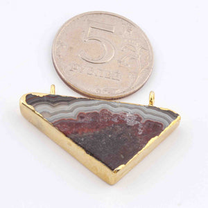 6 PCS Shaded Gray Stone Druzzy Trillion Shape  double Bail Pendant -Electroplated Gold Druzy Pendant DRZ147 - Tucson Beads