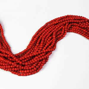 1  Strand Red Coral Smooth Briolettes - Round Beads, 3mm-4mm 14.5 Inches br1649 - Tucson Beads