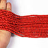 1  Strand Red Coral Smooth  Ball Beads, 3mm-4mm 14.5 Inches br1649