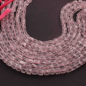 1 Long Strand Rose Quartz  Faceted Briolettes  - Cube Shape Briolettes , Jewelry Making Supplies 5mmx6mm-8.5 Inches BR01698 - Tucson Beads
