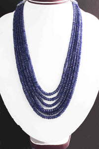 740. Ct 6 Strands Of Genuine Blue Sapphire Necklace - Faceted Rondelle Beads - Rare & Natural Sapphire Necklace - Stunning Elegant Necklace - BRU188 - Tucson Beads