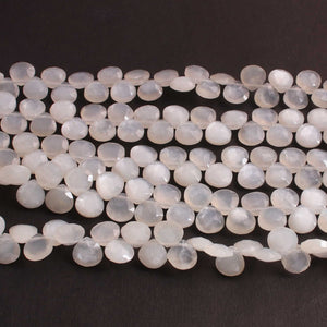 1  Long Strand White Moon Stone Faceted Briolettes  -Heart Shape Briolettes 9mm -9 Inches BR02444 - Tucson Beads