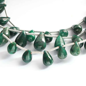 1 Strand Green Onyx Smooth Briolettes - Pear Shape , Jewelry Making Supplies -  9mmx6mm-7mmx5mm 8 Inches BR4360 - Tucson Beads