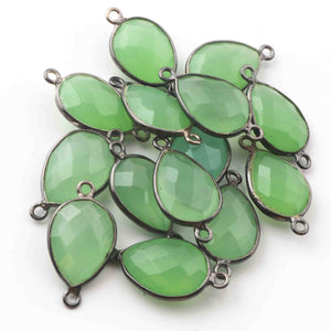 14 Pcs Green Chalcedony Gemstone Faceted Pear Oxidized Sterling Silver Double Bail Connector -21mmx11mm  SS526 - Tucson Beads