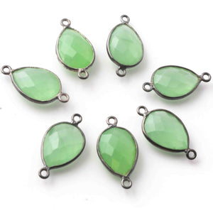 14 Pcs Green Chalcedony Gemstone Faceted Pear Oxidized Sterling Silver Double Bail Connector -21mmx11mm  SS526 - Tucson Beads