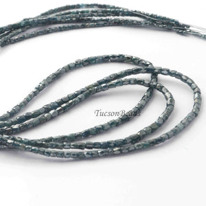 20 Ct 1 Long Strand Blue Diamond  Long Tube Genuine Diamond Tube Beads 16 Inch Long BDU023 - Tucson Beads