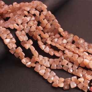 1  Long Strand Peach Moon Stone Faceted Briolettes Fancy Shape Briolettes  8mmx6mm-8  Inches BR02448 - Tucson Beads