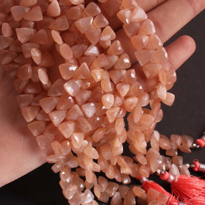 1  Long Strand Peach Moon Stone Faceted Briolettes Fancy Shape Briolettes  8mmx6mm-8  Inches BR02448 - Tucson Beads