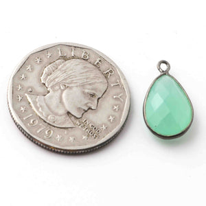 16 Pcs Aqua Chalcedony Oxidized Sterling Silver Gemstone Faceted Pear Shape Single Bail Pendant -18mmx11mm  SS524 - Tucson Beads