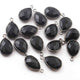 10 Pcs Black Onyx Oxidized Sterling Silver Gemstone Faceted Pear Shape Single Bail Pendant -18mmx11mm  SS591 - Tucson Beads