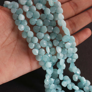 1  Long Strand Amezonite Faceted Briolettes  -Heart Shape Briolettes 7mm -8mm-8 Inches BR02445 - Tucson Beads