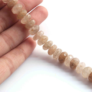 1 Strand Golden Rutile Faceted Roundells -Round  Shape  Roundells 9mmx12mm 8 Inches BR1308 - Tucson Beads