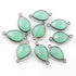 9 Pcs Aqua Chalcedony Oxidized Sterling Silver Gemstone Faceted Pear Shape Double Bail Connector -21mmx11mm  SS588