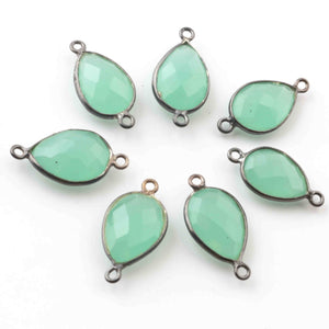 9 Pcs Aqua Chalcedony Oxidized Sterling Silver Gemstone Faceted Pear Shape Double Bail Connector -21mmx11mm  SS588 - Tucson Beads