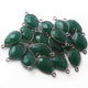 17 Pcs Green Onyx Oxidized Sterling Silver Gemstone Faceted Pear Shape Double Bail Connector -21mmx11mm  SS598 - Tucson Beads
