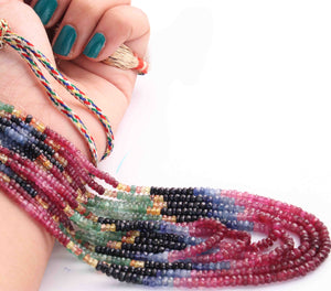 405. Ct 7 Strands Of Genuine Multi Sapphire Necklace - Faceted Rondelle Beads - Rare & Natural Sapphire Necklace - Stunning Elegant Necklace - BRU186 - Tucson Beads