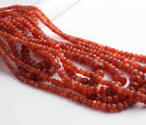 1490 Carats 7 Strands Of Precious Genuine Sunstone Necklace - Faceted Rondelle Beads - Rare & Natural Sunstone Necklace - Stunning Elegant Necklace BRU195 - Tucson Beads