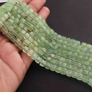 1  Long Strand Green Chalcedony Faceted Briolettes-Square Shape Briolettes -7mmx6mm-5mmx5mm - 8.5 Inches BR01700 - Tucson Beads