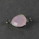 Rose Quartz Oxidized Sterling Silver Faceted Heart Shape Pendant / Connector - Gemstone 14mmx11mm-17mmx11mm SS899 - Tucson Beads