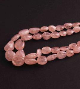 440 Carats 2 Strands Of Precious Genuine Morganite Necklace - Smooth oval  Beads -  Rare & Natural Necklace - Stunning Elegant Necklace BRU183 - Tucson Beads