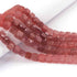 1  Long Strand Strawberry Quartz Faceted Briolettes -Cube Shape  Briolettes  7mm- 8.5 Inches BR0637