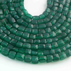 1 Strand Green Onyx Faceted Briolettes -Square Shape Briolettes 5mm-6mm 8.5 Inches BR01725 - Tucson Beads