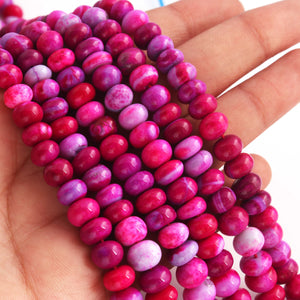 1  Long Strand Shaded Hot Pink Opal Smooth Rondells -Round  Shape  Rondells 7 mm-9m-16 Inches BR02449 - Tucson Beads