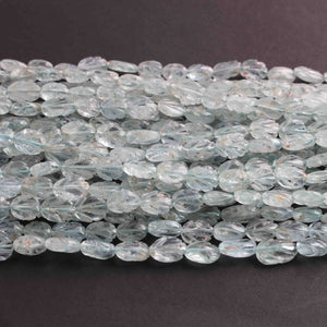 1 Strand Aquamarine  Faceted Briolettes -Leaf Shape Carved Briolettes  9mmx8mm-12mmx8mm  -14 Inches BR02330 - Tucson Beads