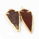 2 Pcs Shaded Brown Jasper Arrowhead  24k Gold  Plated Charm Pendant -  Electroplated With Gold Edge 84mmX38mm-95mmx37mm AR188 - Tucson Beads