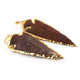 2 Pcs Shaded Brown Jasper Arrowhead  24k Gold  Plated Charm Pendant -  Electroplated With Gold Edge 84mmX38mm-95mmx37mm AR188 - Tucson Beads