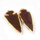2 Pcs Shaded Brown Jasper Arrowhead  24k Gold  Plated Charm Pendant -  Electroplated With Gold Edge 85mmX32mm-14mmx7mm AR190 - Tucson Beads
