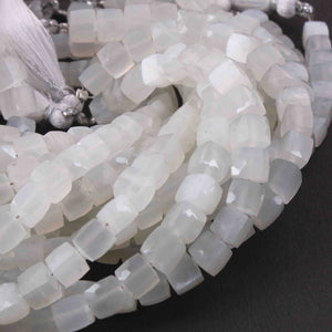 1 Strand White Moonstone  Faceted Cube Briolettes - Box shape Beads 5mm-6mm -8.5 Inches BR0631 - Tucson Beads