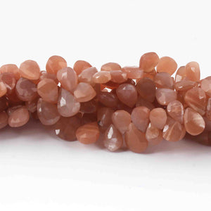 1 Strand Peach Moon Stone Faceted Briolettes - Pear Drop Shape Briolettes -8mmX6mm- 8 inch BR0615 - Tucson Beads