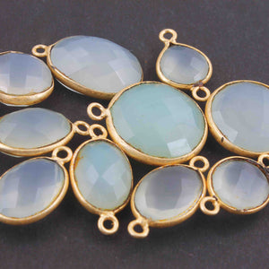 10 Pcs Aqua Chalcedony 24k Gold Plated Faceted Assorted Shape Single Bail Pendant 16mmx13mm-22mmx13mm PC853 - Tucson Beads