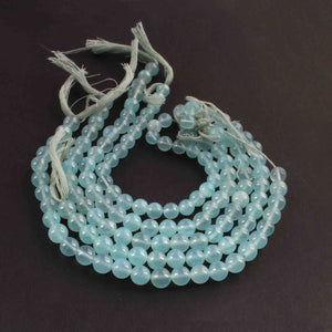 1 Strand Aqua Chalcedony  , Best Quality  , Smooth Balls - Smooth Balls Beads - 7mm- 8 Inches BR3207 - Tucson Beads