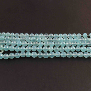1 Strand Aqua Chalcedony  , Best Quality  , Smooth Balls - Smooth Balls Beads - 7mm- 8 Inches BR3207 - Tucson Beads
