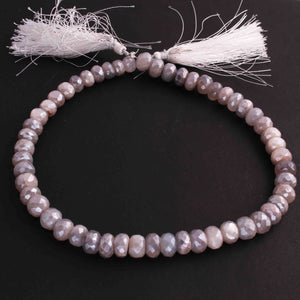 1 Strand Gray Moonstone Silver Coated Faceted Round Briolettes- Round Beads Briolettes  9mm-7mm 12.5 Inch BR1229 - Tucson Beads
