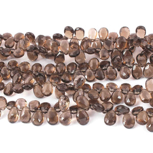 1 Strand Smoky Faceted Briolettes - Pear Drop Shape Briolettes -10mmX7mm- 12mmx7mm8 inch BR0614 - Tucson Beads