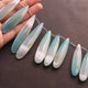 1 Strand Shaded Aqua Chalcedony Faceted Briolettes - Pear Shape Briolettes - 73mmx14mm-53mmx13mm 9 Inches BR295 - Tucson Beads