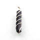 2 Pc Black Sandstone  Spiral Wire Wrapped Pencil Point Pendant Gemstone - Silver Wire Wrapped Pendant - HS317 - Tucson Beads