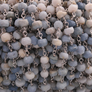 1 Feet Boulder Opal Rosary Style Beaded Chain 4mm Opal Beads Wire Wrapped 925 Sterling Silver Chain SRC089 - Tucson Beads